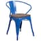 Flash Furniture Blue Metal Chair with Wood Seat and Arms, PK4 4-CH-31270-BL-WD-GG - alternate 6
